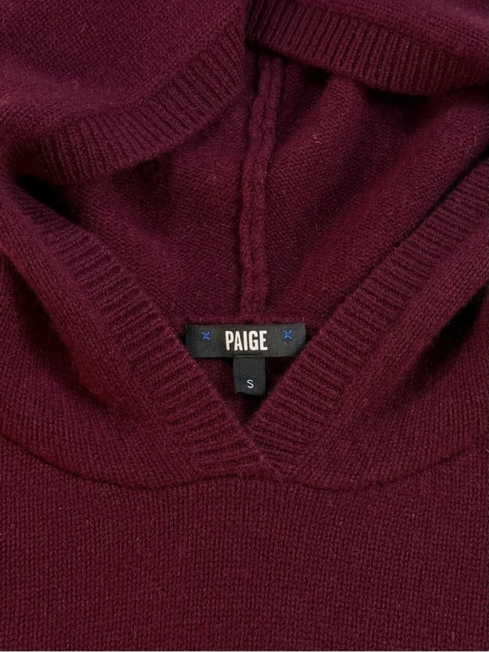 PAIGE Cashmere Hooded Sweater in Cherry Wine size Small